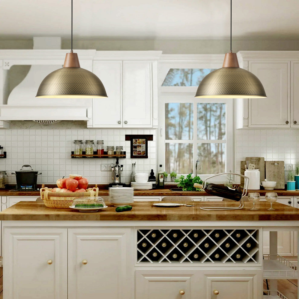 Industrial 1-light Metal Pendant Lighting Fxiture For Kitchen Island, Gold