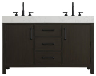 Home Living 54" Double Bathroom Vanity, Mocha Brown