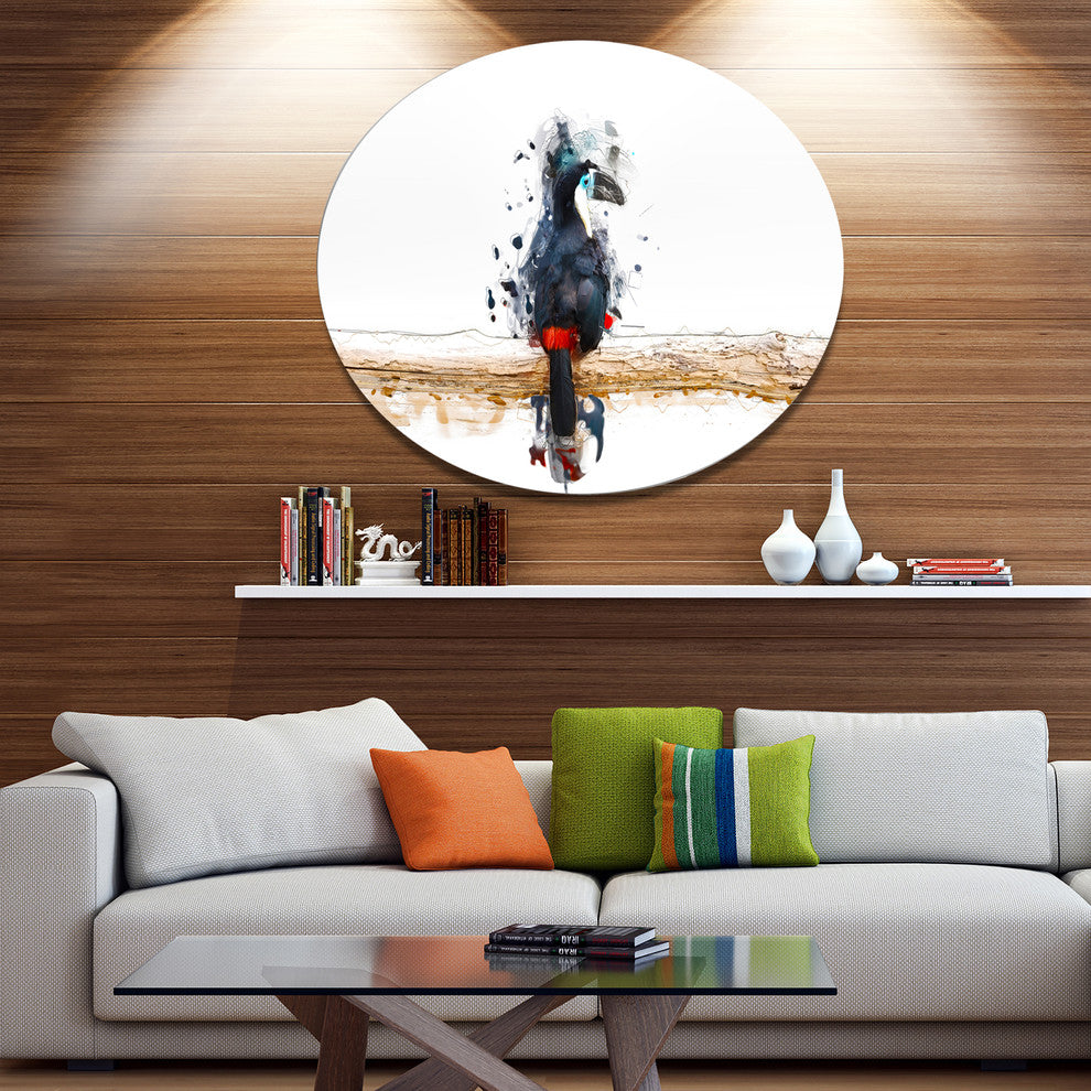 Toucan On The Branch, Animal Round Metal Wall Art, 23"