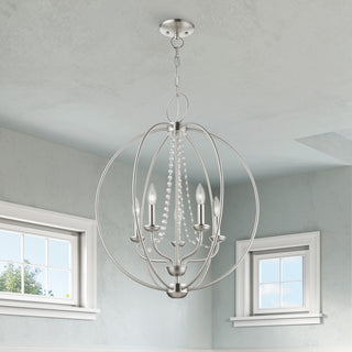 Arabella 5 Light Brushed Nickel Globe Chandelier