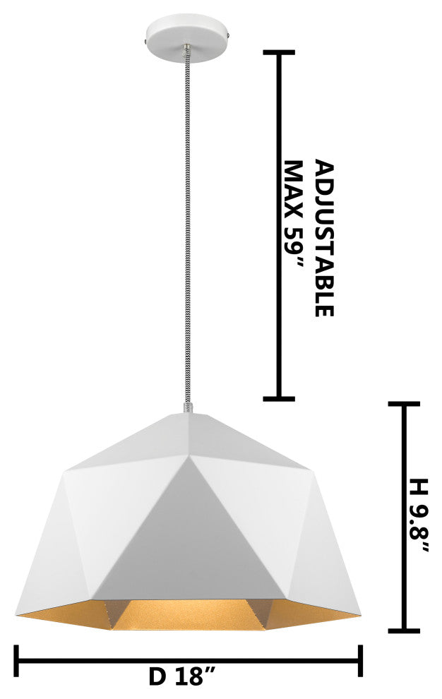 Black Shade, Inner Gold Interior Single Pendant Light, White/Silver