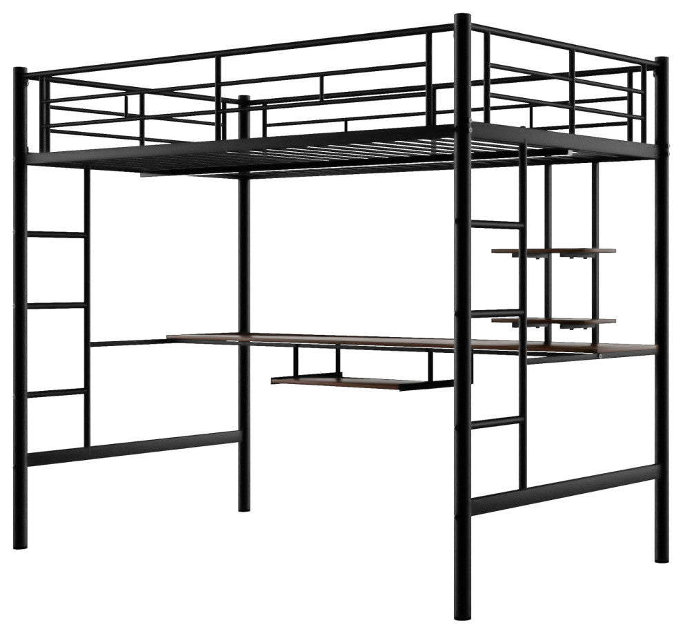 Gewnee Loft Bed with Desk and Shelf