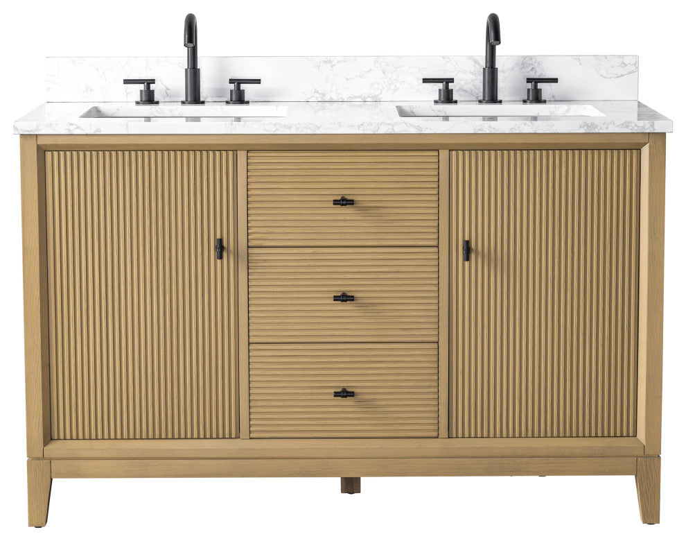 Vanity Art Bathroom Vanity with Engineered Marble Top and Sink, Vintage Spruce Blue, 42", Matte Black
