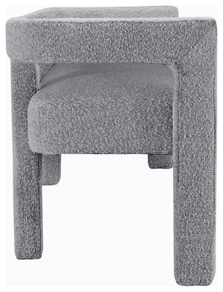 Athena Boucle Fabric Upholstered Bench, Grey, Boucle Fabric