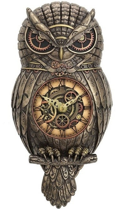 Steampunk Owl Pendulum Wall Clock