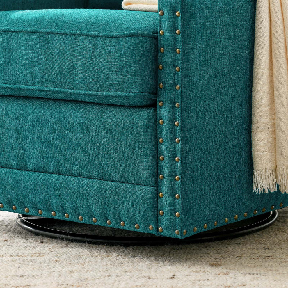 Armchair Accent Swivel Chair, Fabric, Teal Blue, Modern, Lounge Hospitality