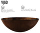 VIGO Giovanni 17"L x 17"W x 6"H Glass Round Vessel Bathroom Sink, Gold and Brown Fusion