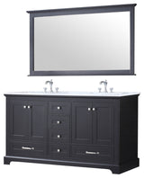 60" Double Vanity, Carrara Marble Top, Square Sinksand58" Mirror With Faucets