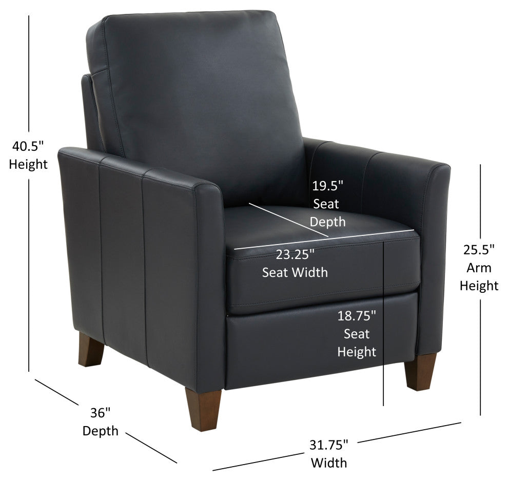 Penny Midnight Blue Faux Leather Modern Recliner