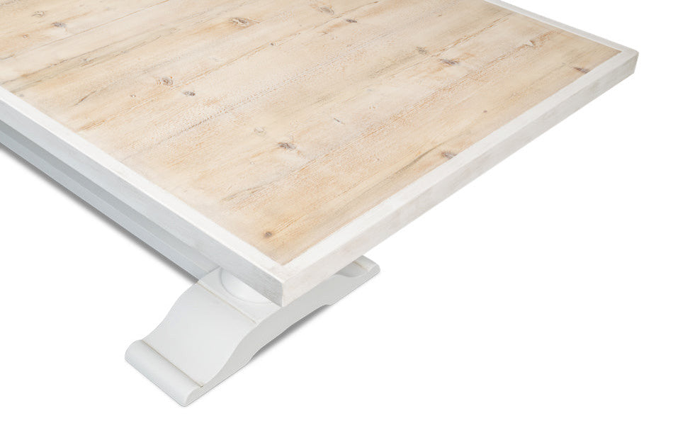 108 White Rectangular Trestle Dining Table for 8 People