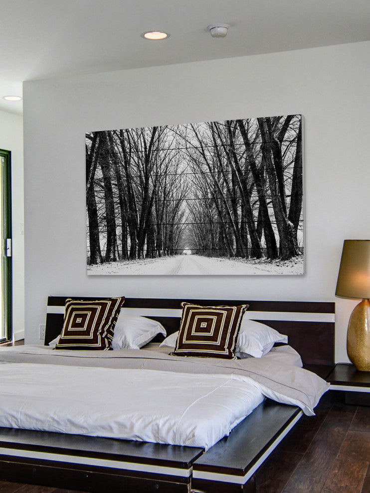 "Rows of Trees" Print on White Wood, 60"x40"
