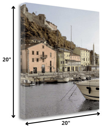 20" Picturesque Tuscan Harbour Giclee Wrap Canvas Wall Art