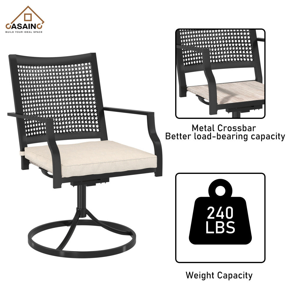 5 Piece Steel Frame Patio Dining Set, Swivel Dining Chair
