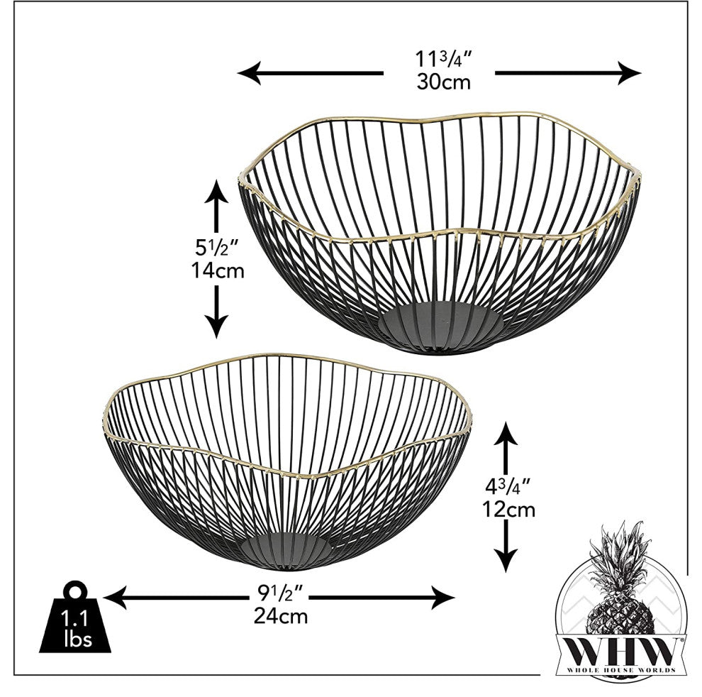 Gilt-edge Metal Petal Bowls, 11.75"