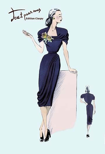 Royal Blue Dress with Corsage - Gallery Wrapped Canvas Art 28" x 42"