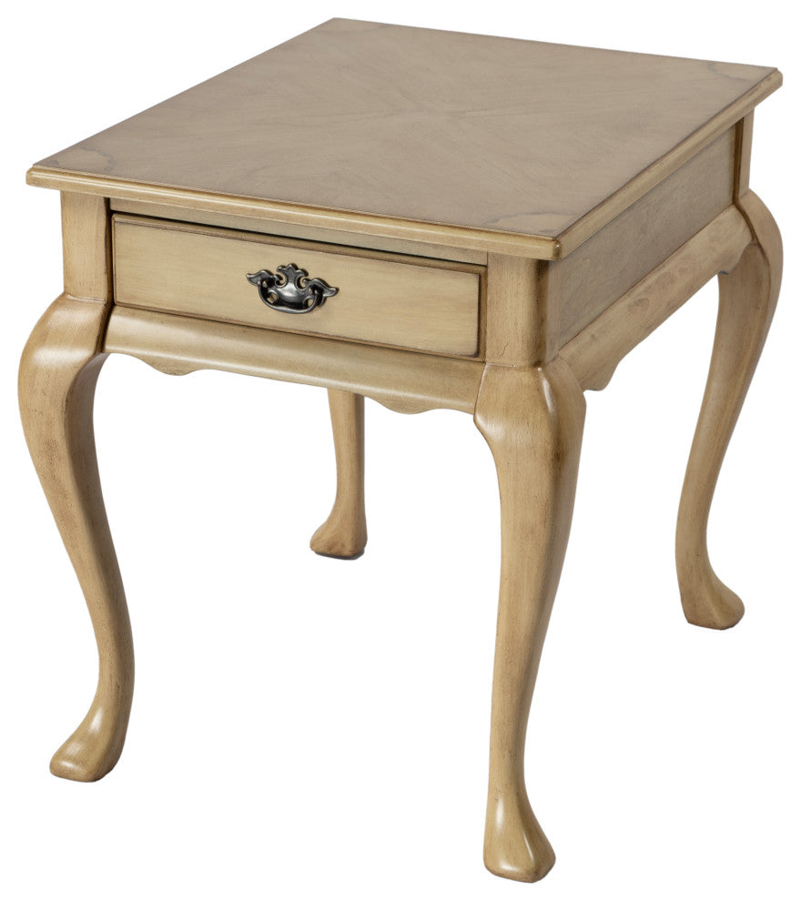 Grace 1-Drawer End Table, Antique Beige