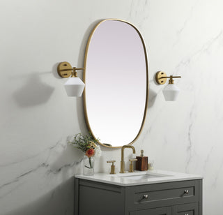 Metal Frame Oval Mirror 27X40 Inch, Brass