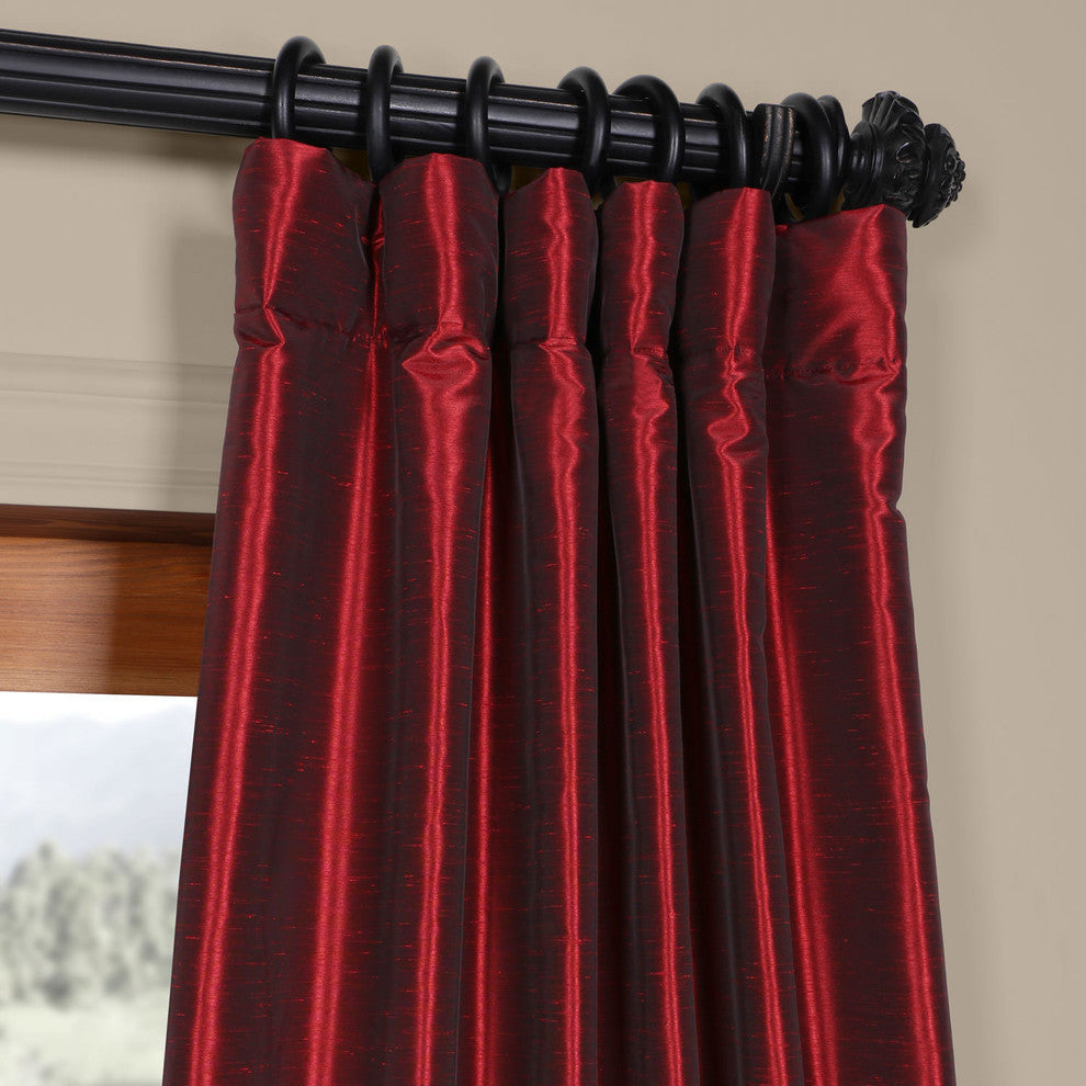 Ruby Vintage Textured FauxDupioni Silk Curtain Single Panel, 50"x120"