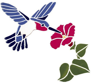 Hummingbird with Flower Ceramic Swimming Pool Mosaic 13"x12"