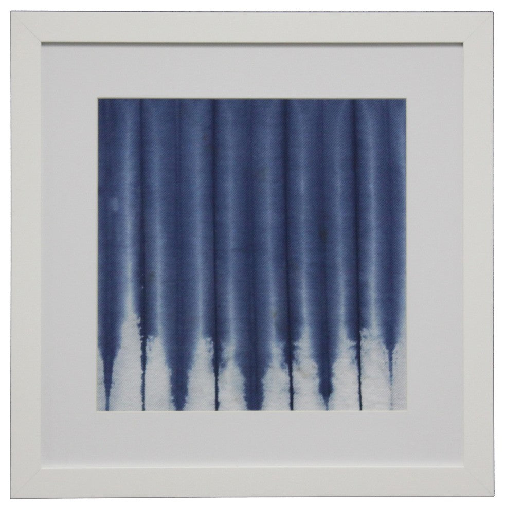 Shibori Indigo 5 Matted, White Frame