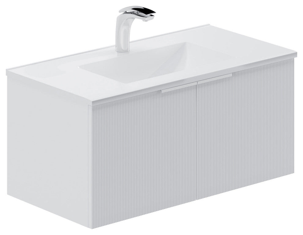 Pershing 36" Single Vanity Set, White, Ceramic Basin