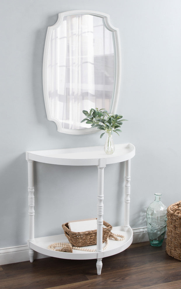 Bellport Wood Console Table with Shelf, White, 30x14x30