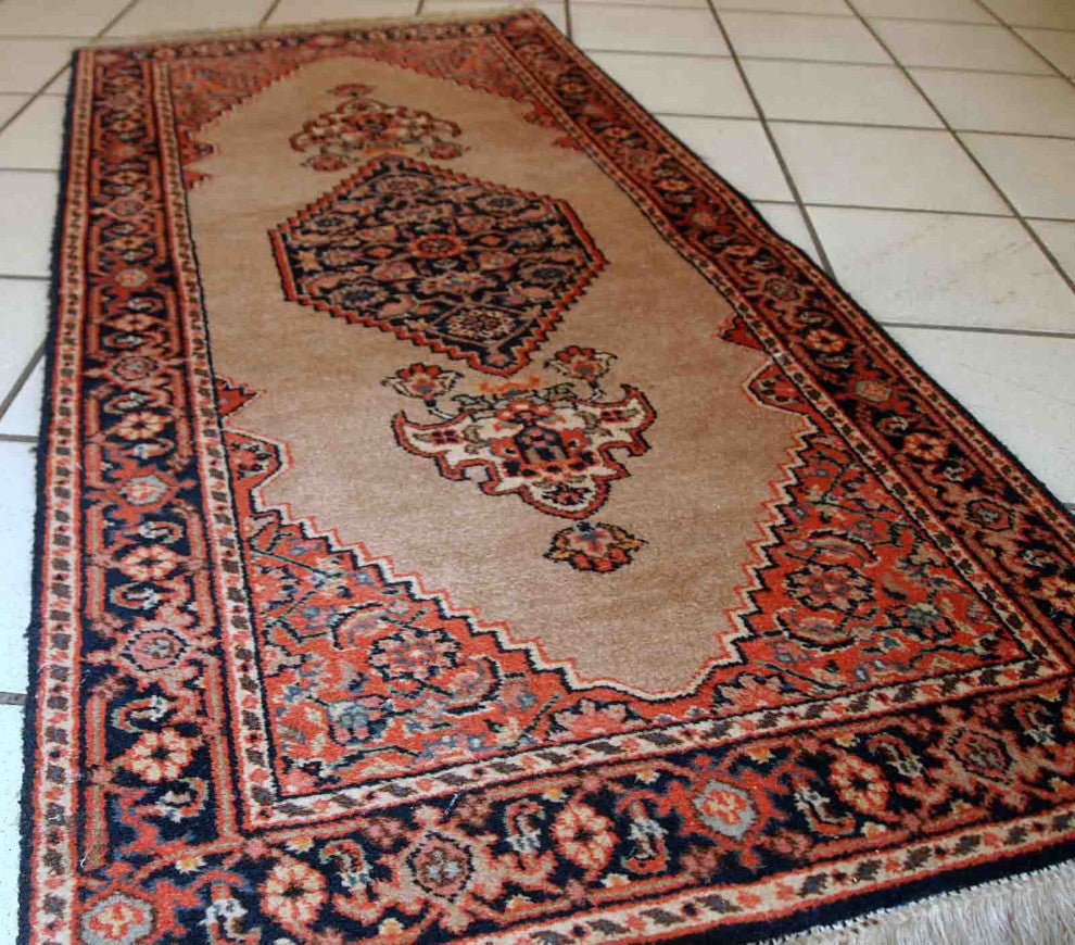 Handmade Vintage Indo-Tabriz Rug, 1.9'x3.9', 60cmx118cm 1960s