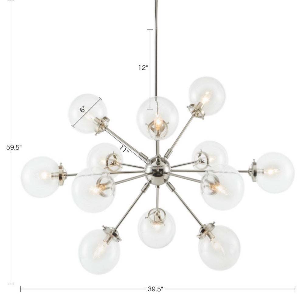 INK+IVY Paige 12-Light Chandelier with Oversized Globe Bulbs Silver
