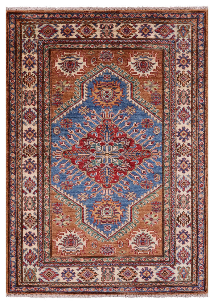 3' 6" X 4' 11" Super Kazak Handmade Wool Rug Q10637