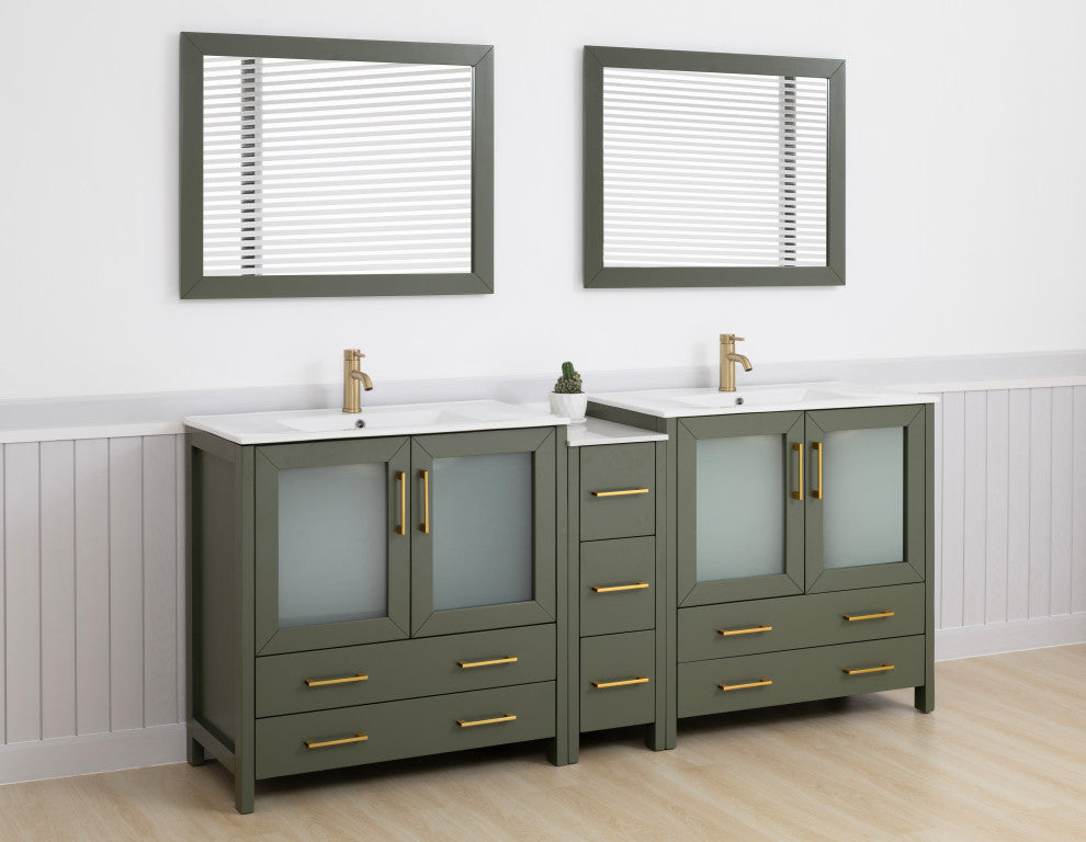 Vanity Art Vanity Set With Ceramic Top, 84", Vintage Green