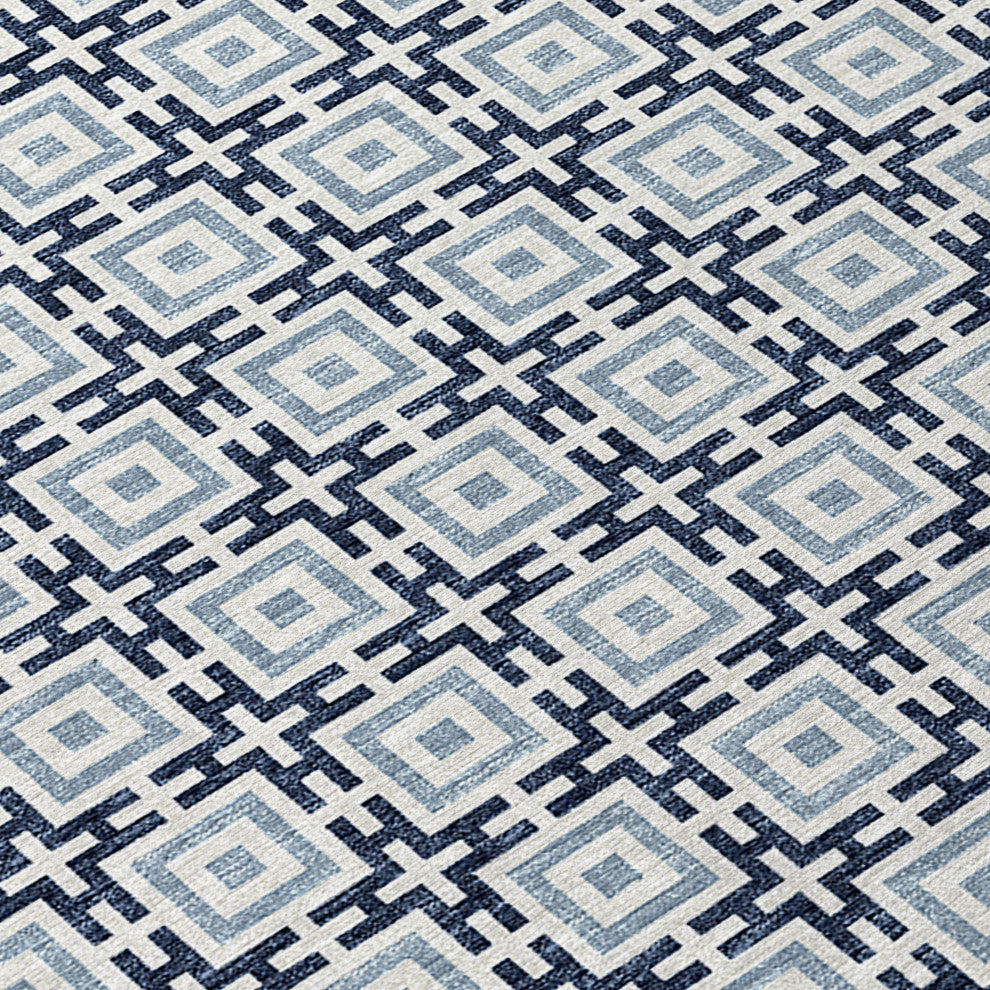Indoor/Outdoor Marlo MO1 Navy Machine Washable 10' x 10' Rug