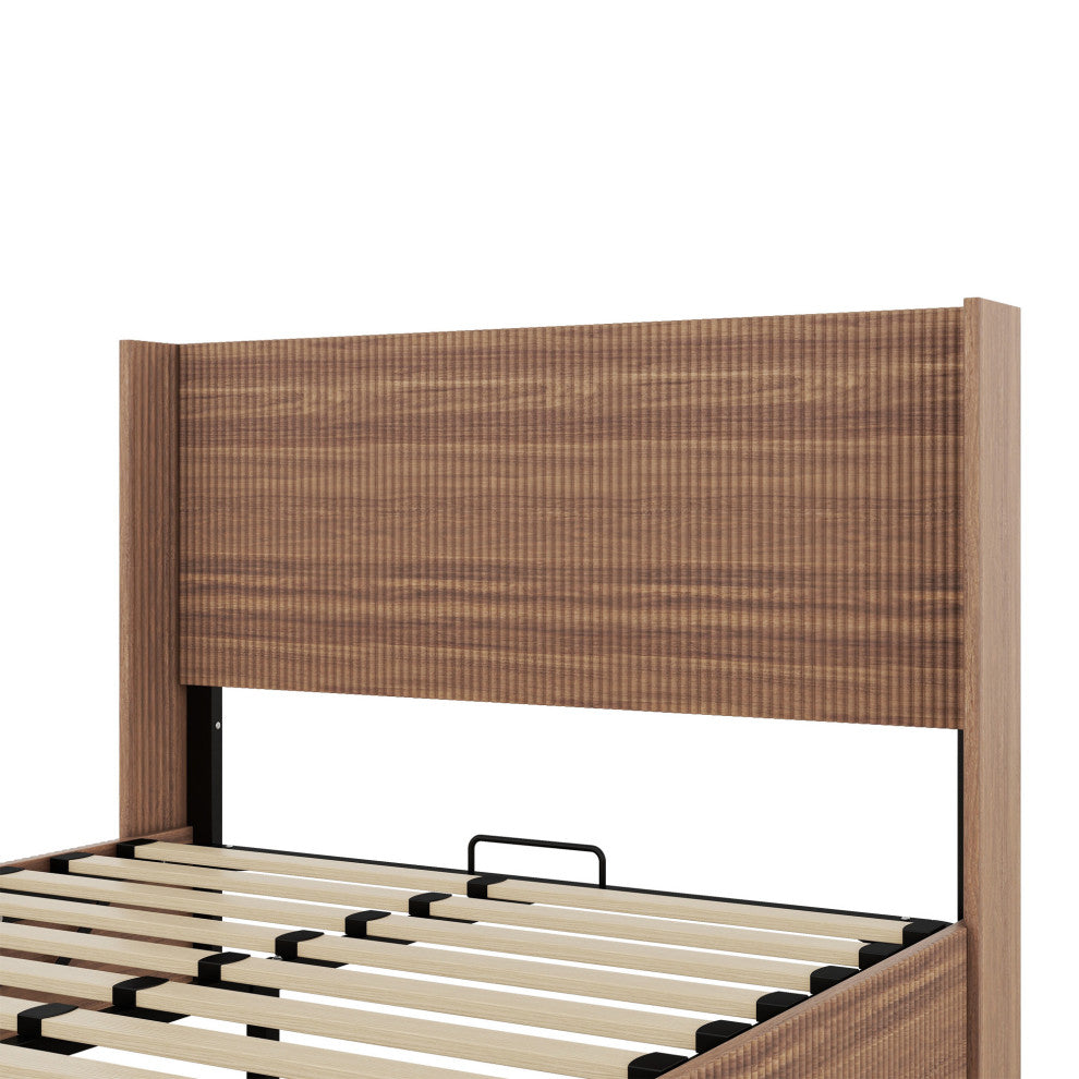 Gewnee Large grooved undulating lift storage bed frame