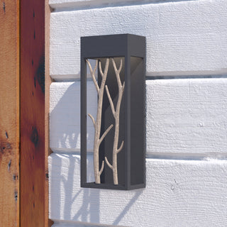Ocala 6"W LED Outdoor Wall Light Textured Black with Poplar