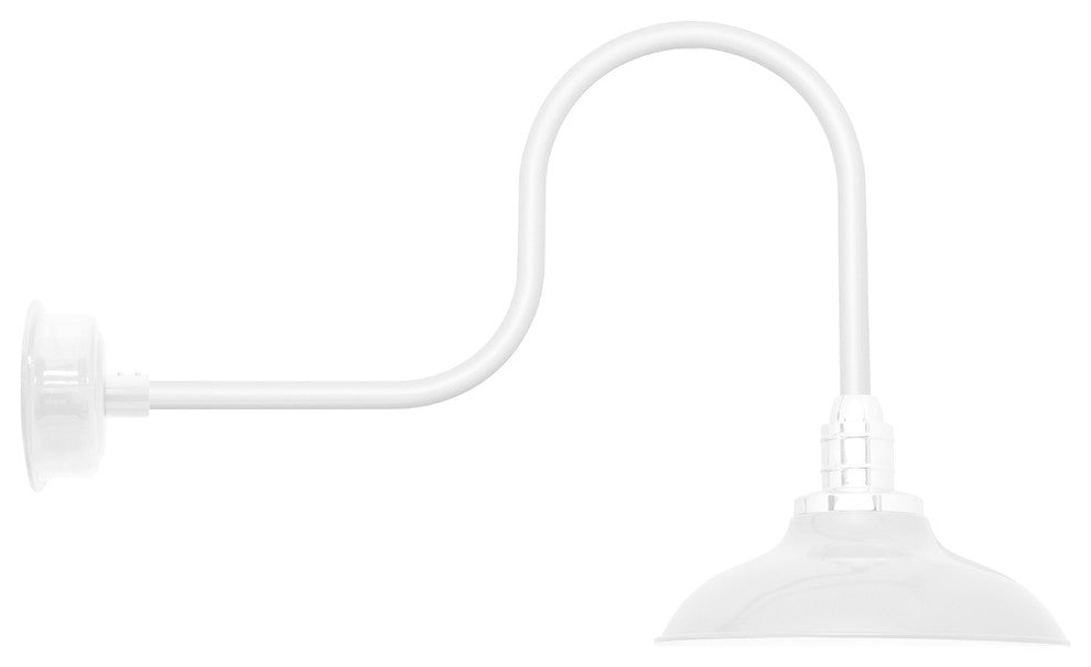 12" Peony LED Barn Light With Industrial Arm, White
