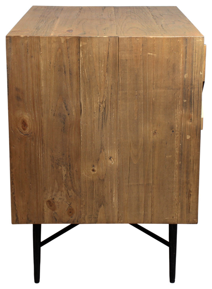 Samara 2-Drawer Recycled Pine Wood Nightstand, Natural Finish