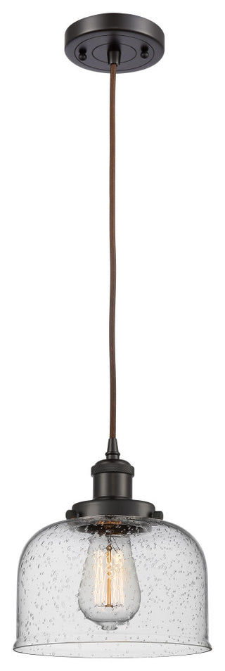 Large Bell 1-Light Mini Pendant, Oil Rubbed Bronze, Seedy