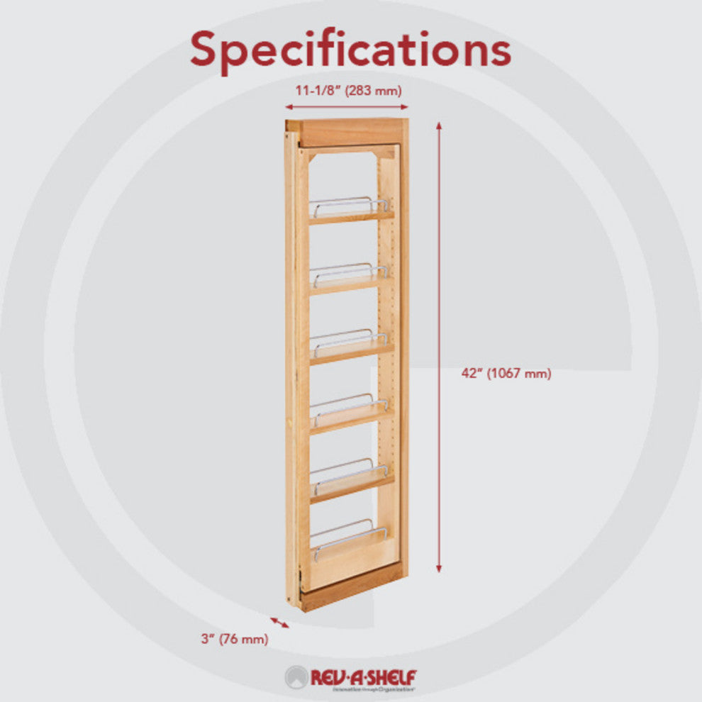 Wood Wall Filler Pull Out for 42" H New Kitchen Applications, 3"W