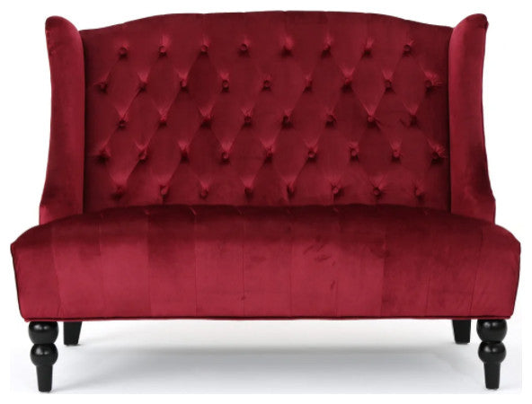 Modern Glam Tufted Velvet Wingback Loveseat
