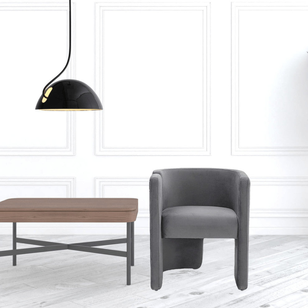 24" Grey Velvet Asymmetrical Base Arm Chair