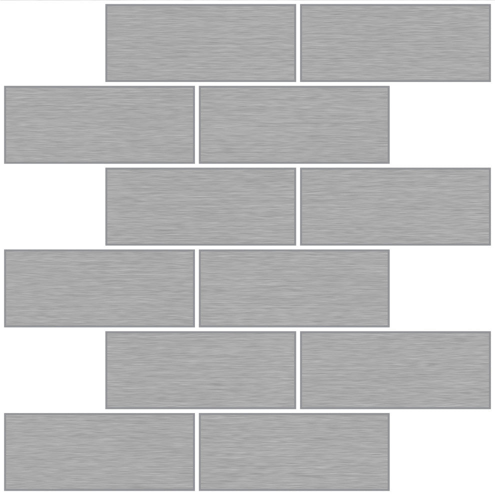Metro Brushed Silver Peel & Stick Backsplash Tiles, Panel