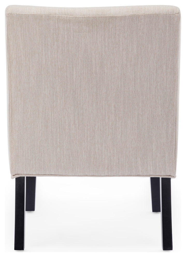 Mulligan Fabric Tufted Slipper Chairs, Set of 2, Beige + Matte Black