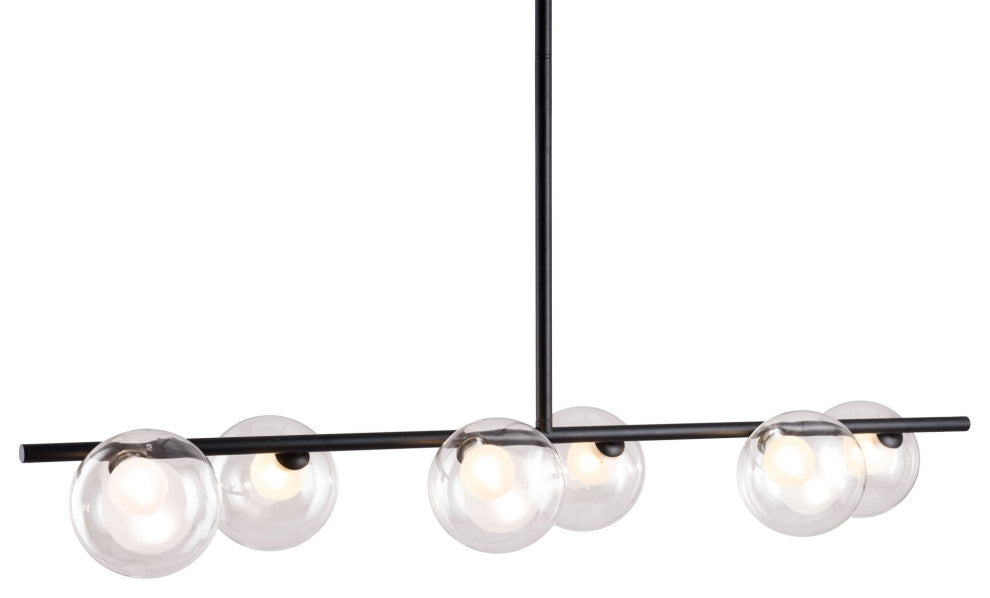 Pendant Ceiling Light Fixture, Glass, Steel Metal, Black, Clear, Lounge Cafe