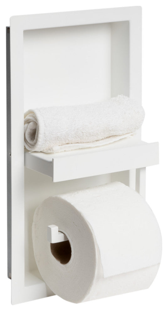 AlFI brand ABTPNC88-W White Matte Stainless Steel Toilet Paper Holder Niche