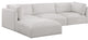 Ease Fabric Upholstered L-Shaped Modular Sectional, Cream, 3 Piece: 2 Corner, 1 Armless, 1 Ottoman