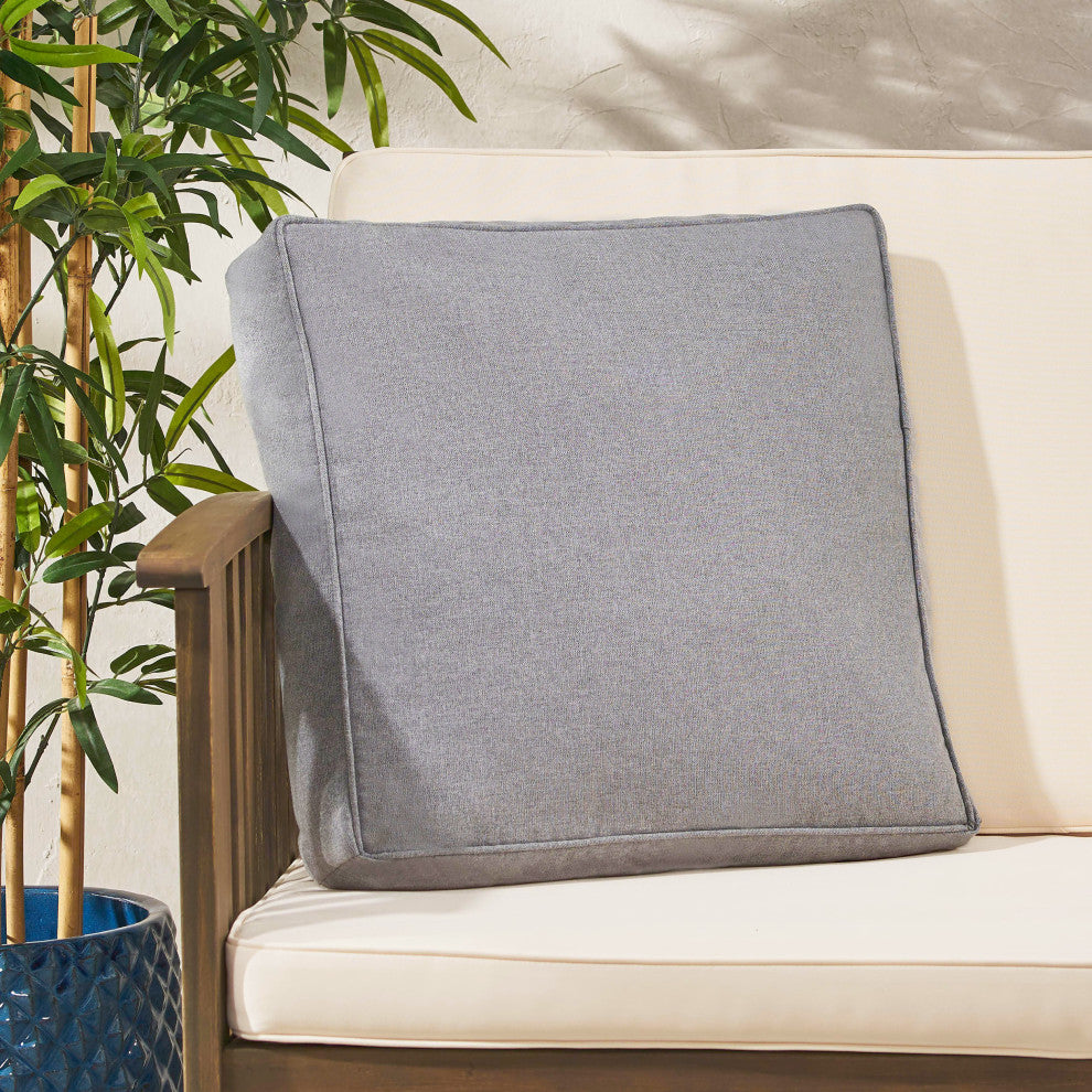 Lena Coast Outdoor Square Water Resistant 18" Throw Pillow, Charcoal