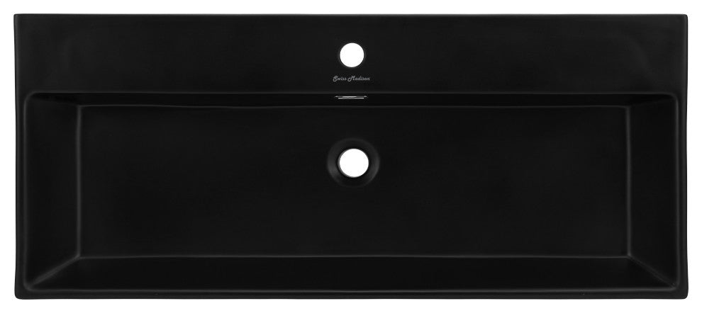 Claire 40" Ceramic Console Sink Matte Black Basin Gold Legs