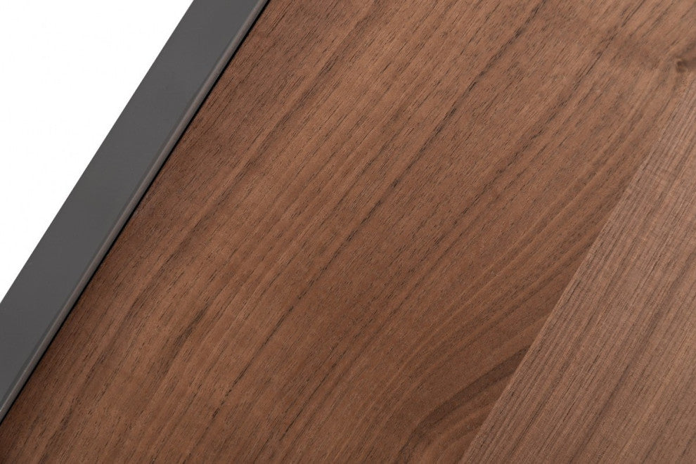 Modern Walnut Nightstand With Drawer Box and Shelf