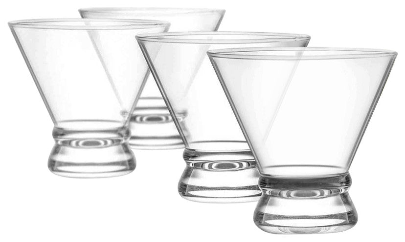 Afina Crystal Stemless Martini Glasses 8 oz, Set of 4