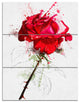 Rose Sketch with Stem on White, Flower Artwork on Canvas, 28x36, 3 Panels
