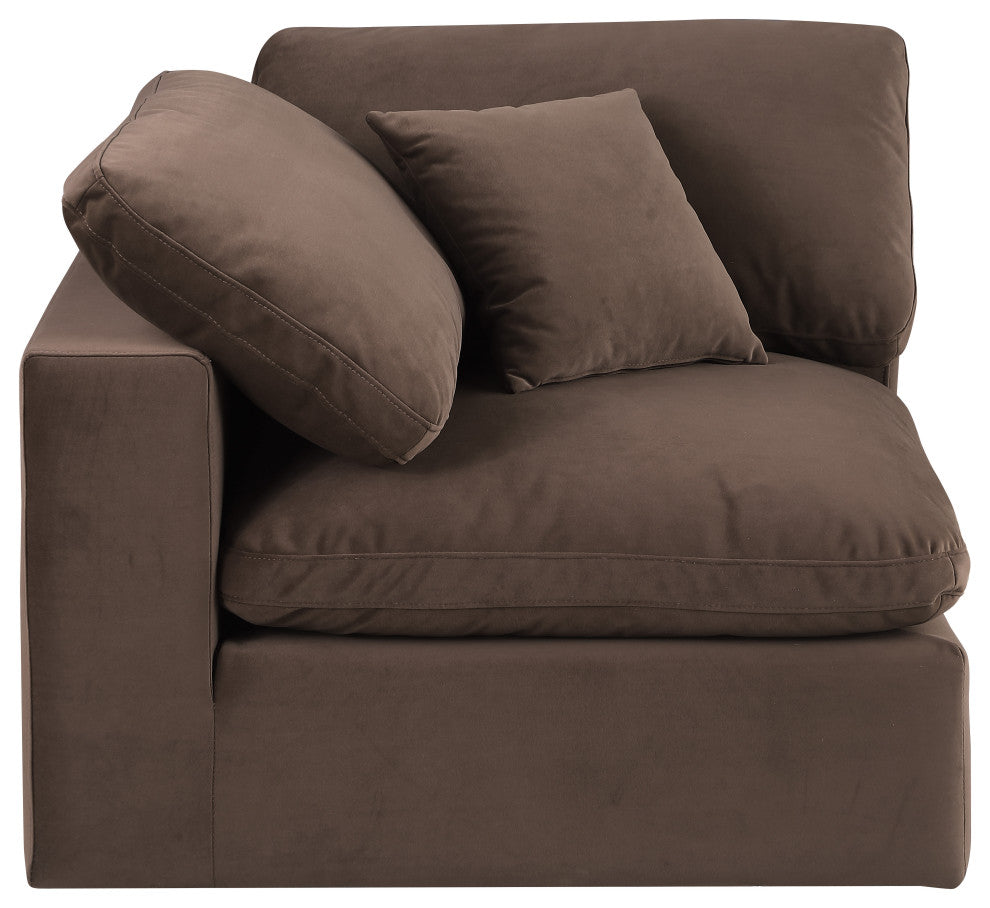 Comfy Beige Linen Textured Fabric Modular Chair, Brown, Velvet, Corner Chair